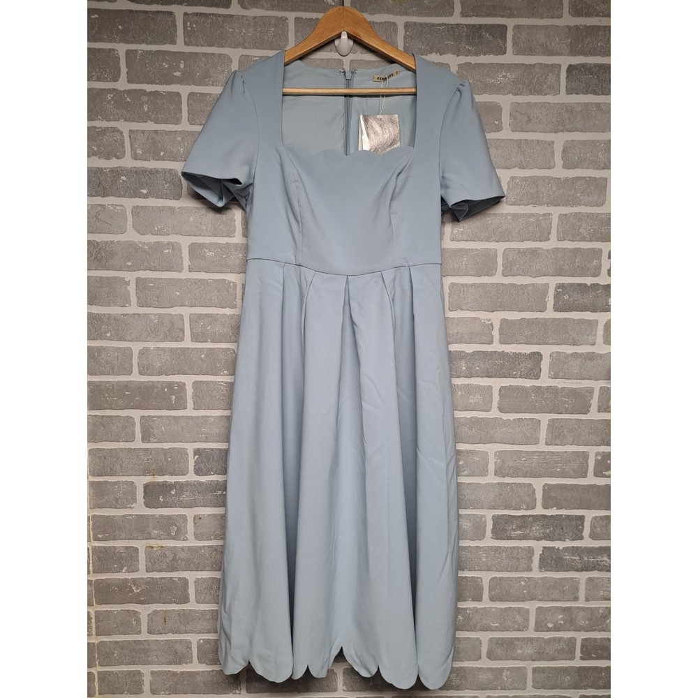 FEHAUTE Womens Light‎ Blue Pleated Classic Midi Dress Size 6 NWT